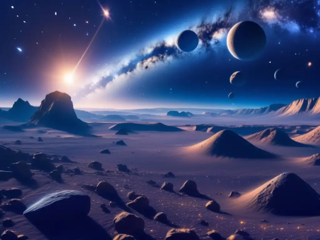 Esplendor cósmico: Asteroides, cometas y galaxias en el espacio Vista impresionante: Relación órbitas asteroides cometas en el espacio sideral
