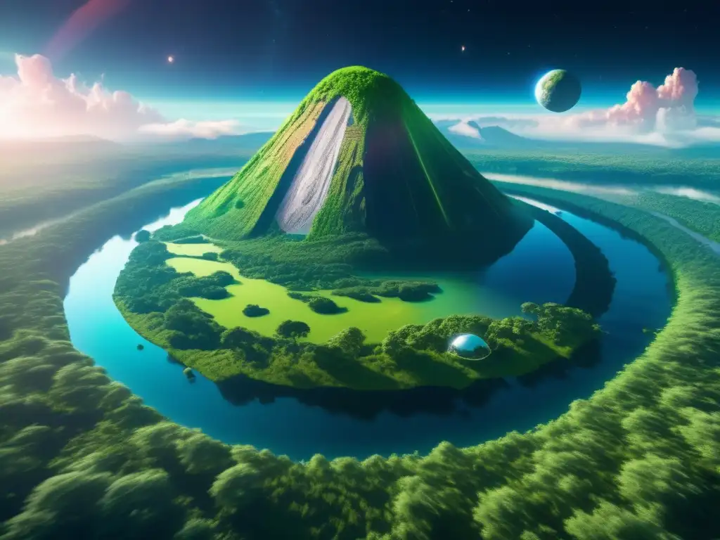 Vista impresionante de vida humana en asteroides terraformados