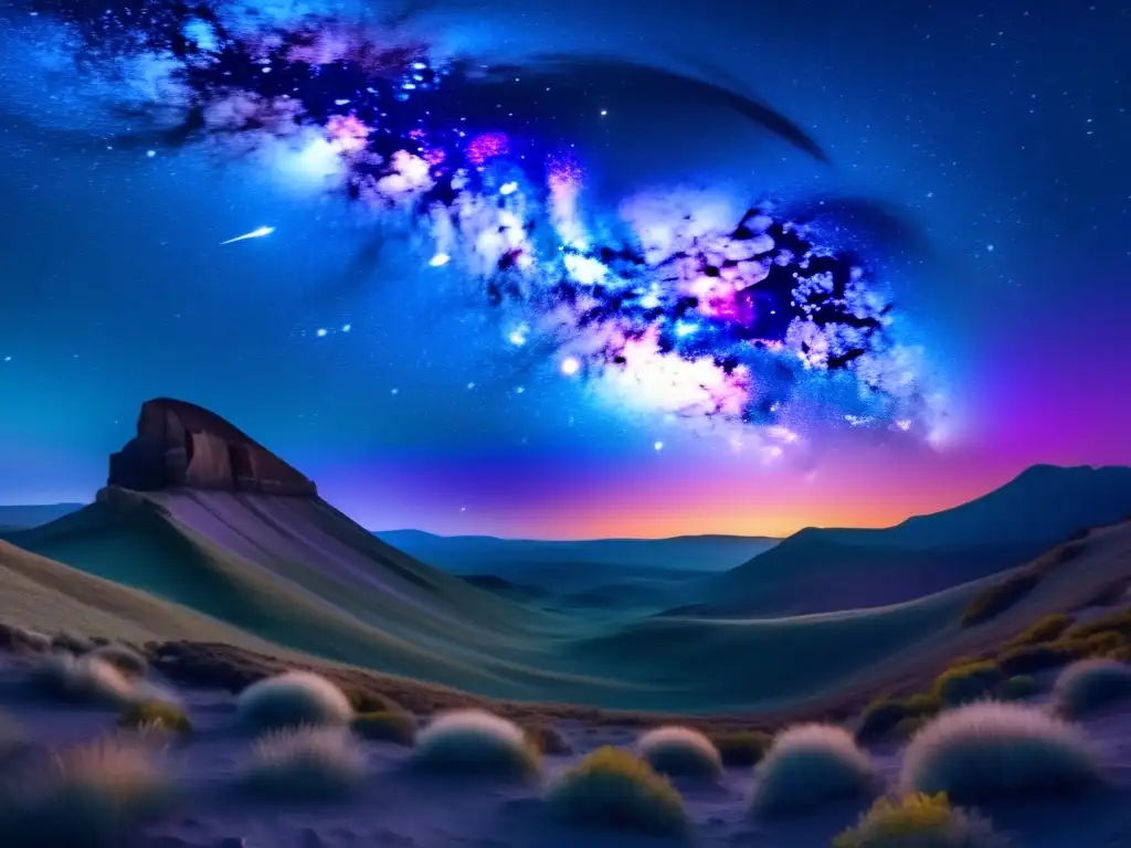 Universe: vista nocturna estrellada, científicos observan asteroide; comunicación en medios sociales asteroides