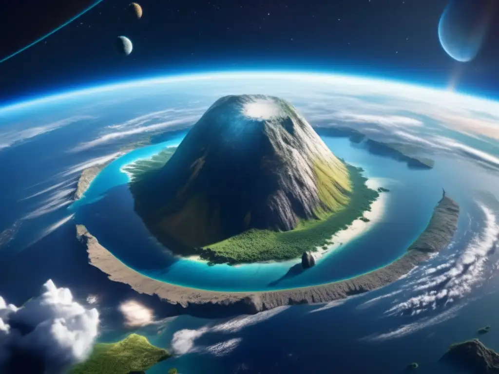 Vista panorámica de la Tierra desde el espacio con un asteroide amenazante