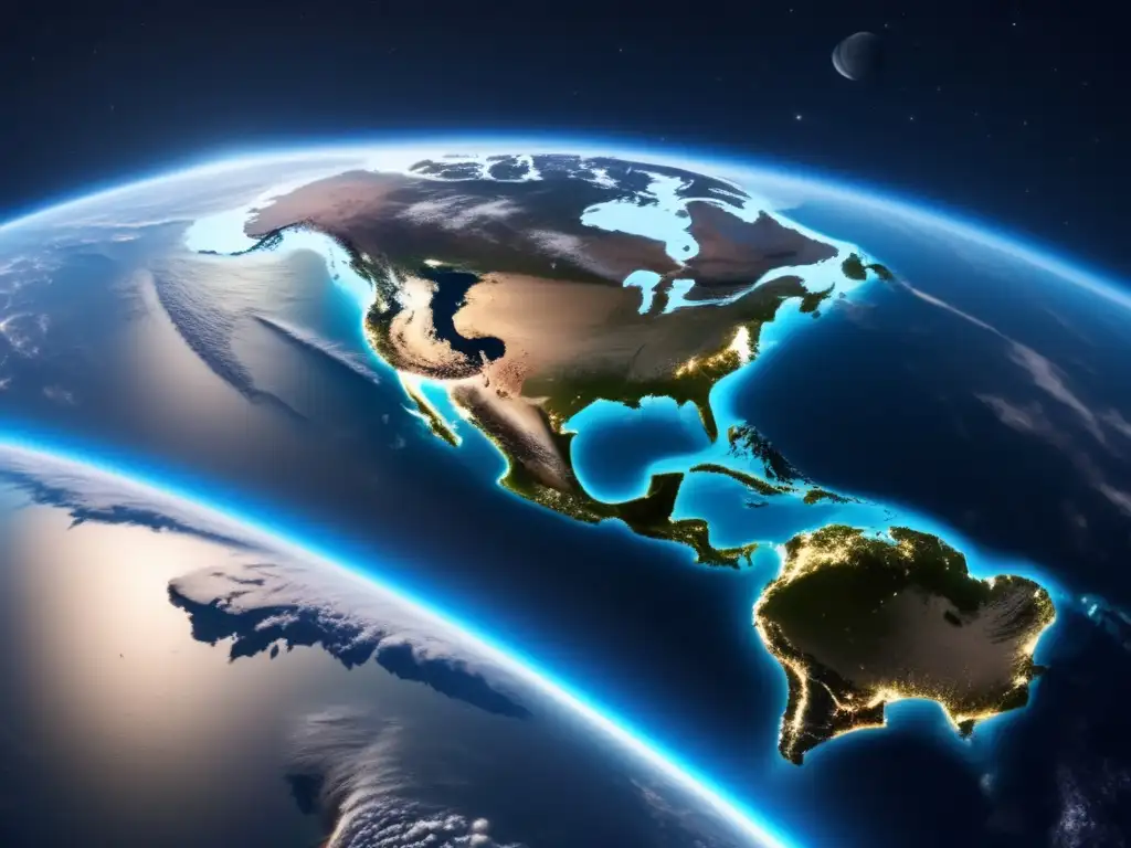 Vista panorámica de la Tierra desde el espacio Vista panorámica de la Tierra desde el espacio, resalta derechos y responsabilidades en el espacio